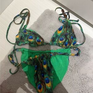 WeWoreWhat Peacock Feather Print Bikini Set